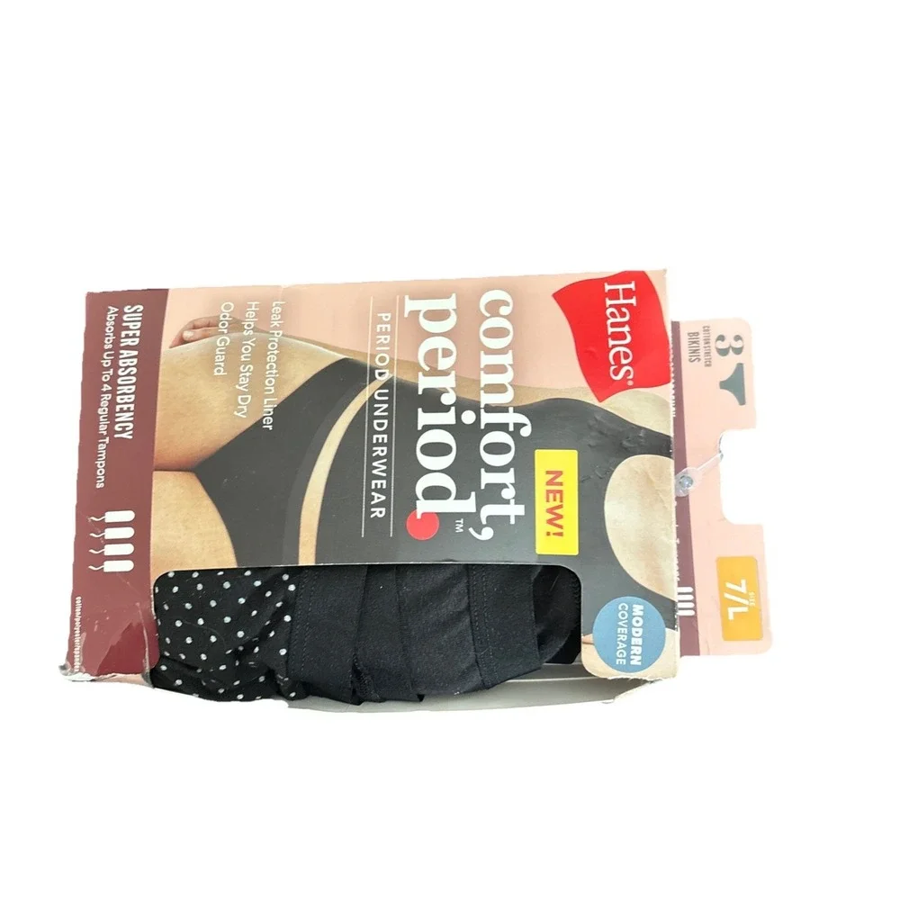 Hanes Womens Period Bikini Underwear Panties 3-Pack Super Leak Protection ~ XL - Picture 3 of 3